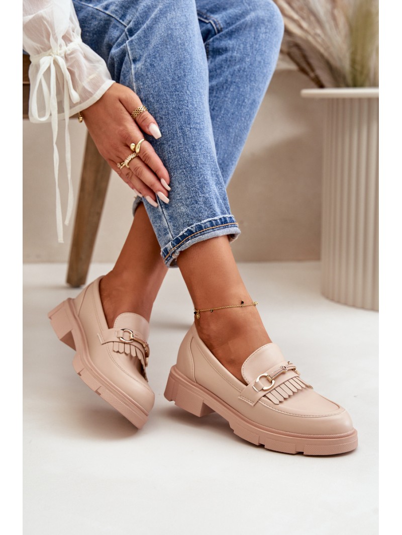 Women's Moccasins With Decoration Eco Leather Beige Tialorae