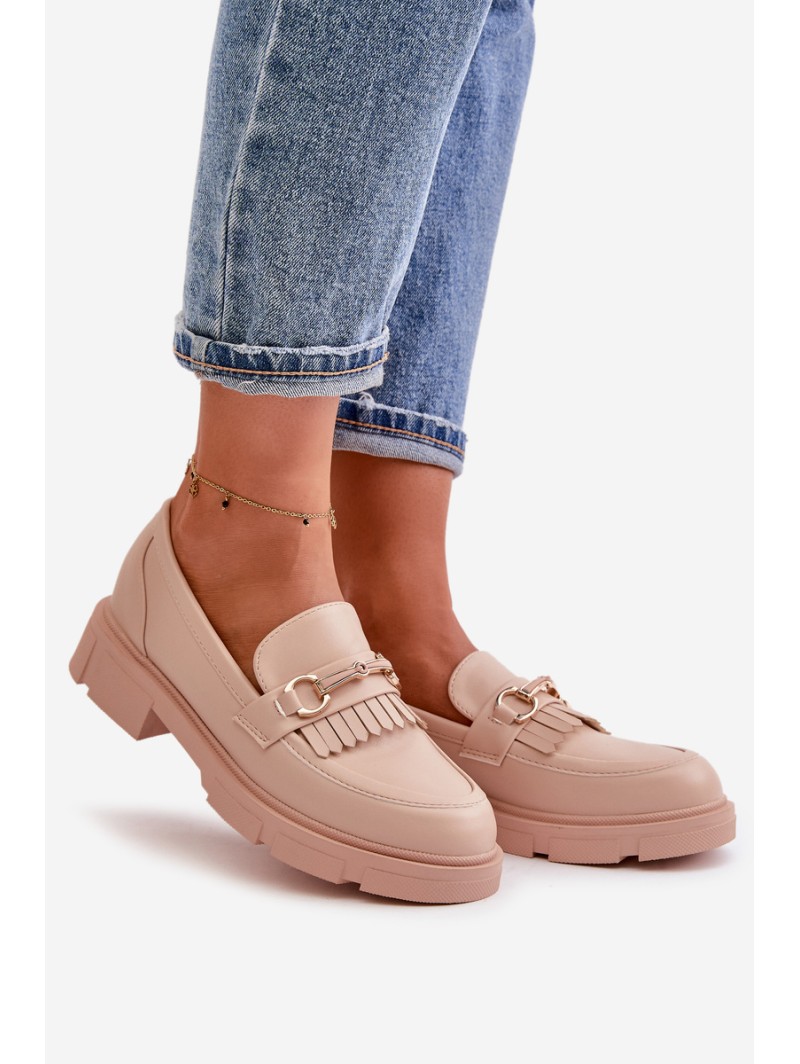 Women's Moccasins With Decoration Eco Leather Beige Tialorae