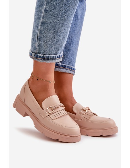 Women's Moccasins With Decoration Eco Leather Beige Tialorae