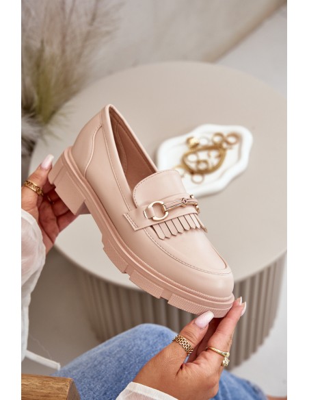 Women's Moccasins With Decoration Eco Leather Beige Tialorae