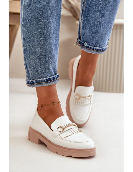 Women's Moccasins With Decoration Eco Leather White Tialorae