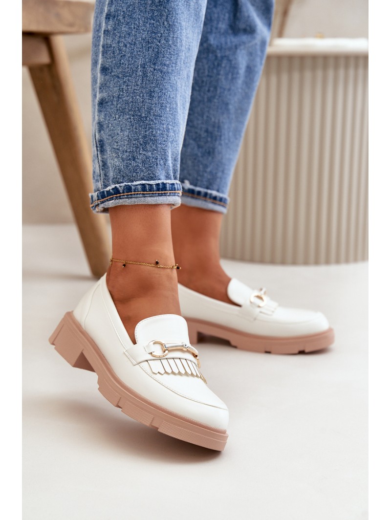 Women's Moccasins With Decoration Eco Leather White Tialorae