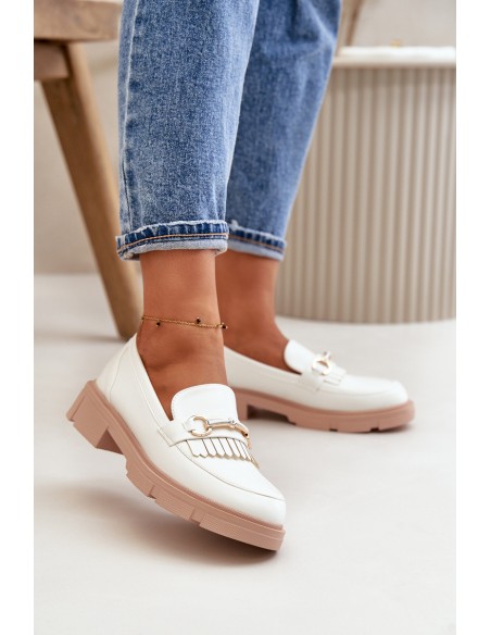 Women's Moccasins With Decoration Eco Leather White Tialorae