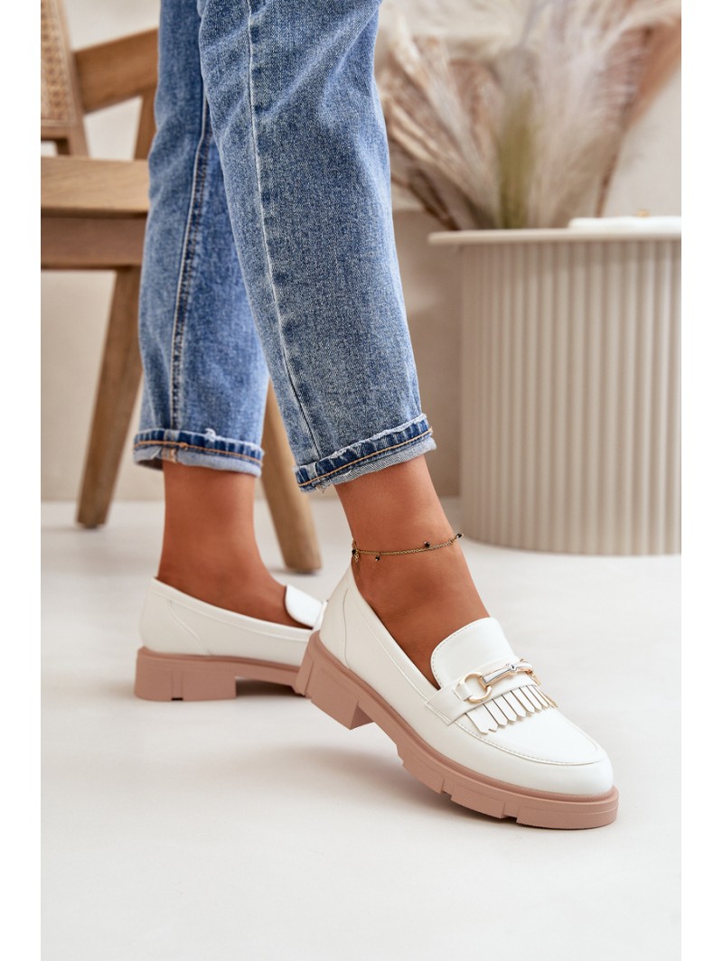 Women's Moccasins With Decoration Eco Leather White Tialorae
