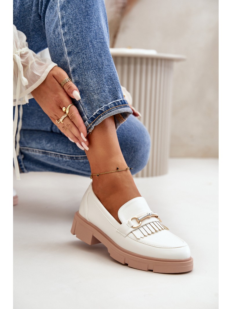 Women's Moccasins With Decoration Eco Leather White Tialorae