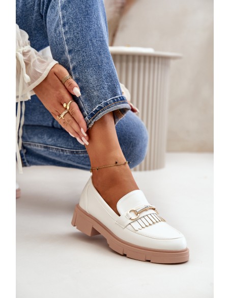 Women's Moccasins With Decoration Eco Leather White Tialorae