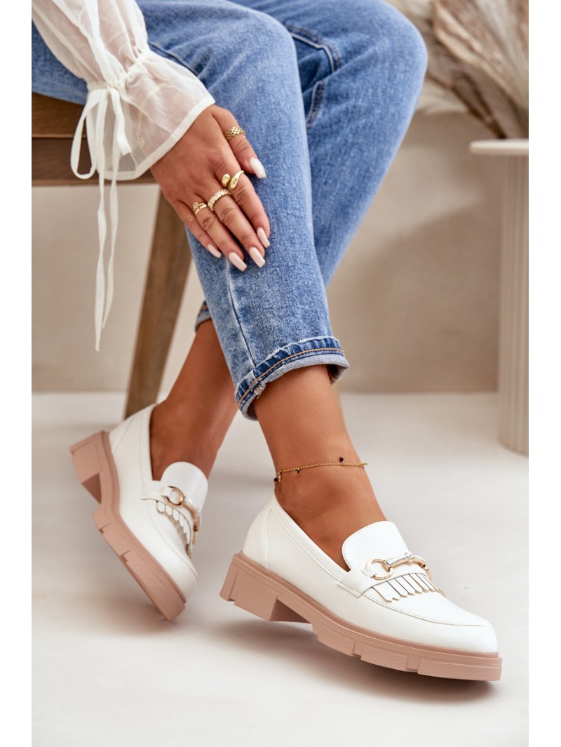 Women's Moccasins With Decoration Eco Leather White Tialorae