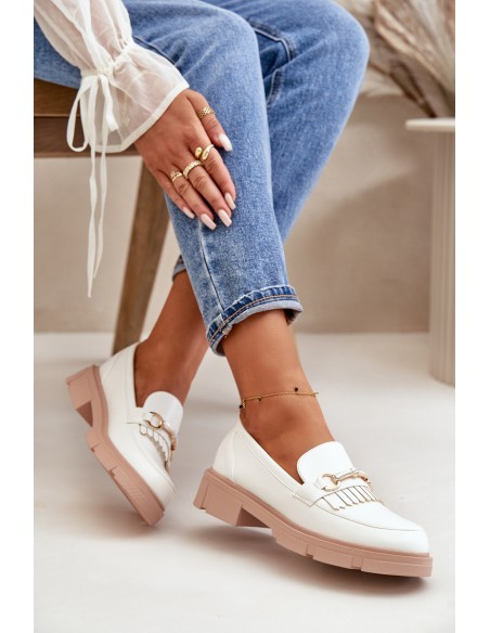Women's Moccasins With Decoration Eco Leather White Tialorae