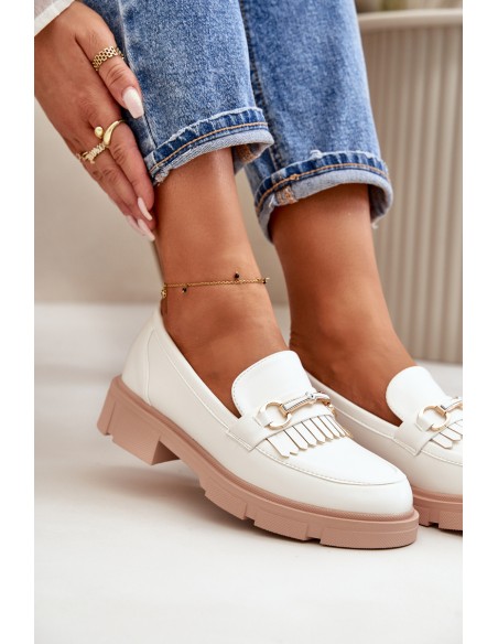 Women's Moccasins With Decoration Eco Leather White Tialorae