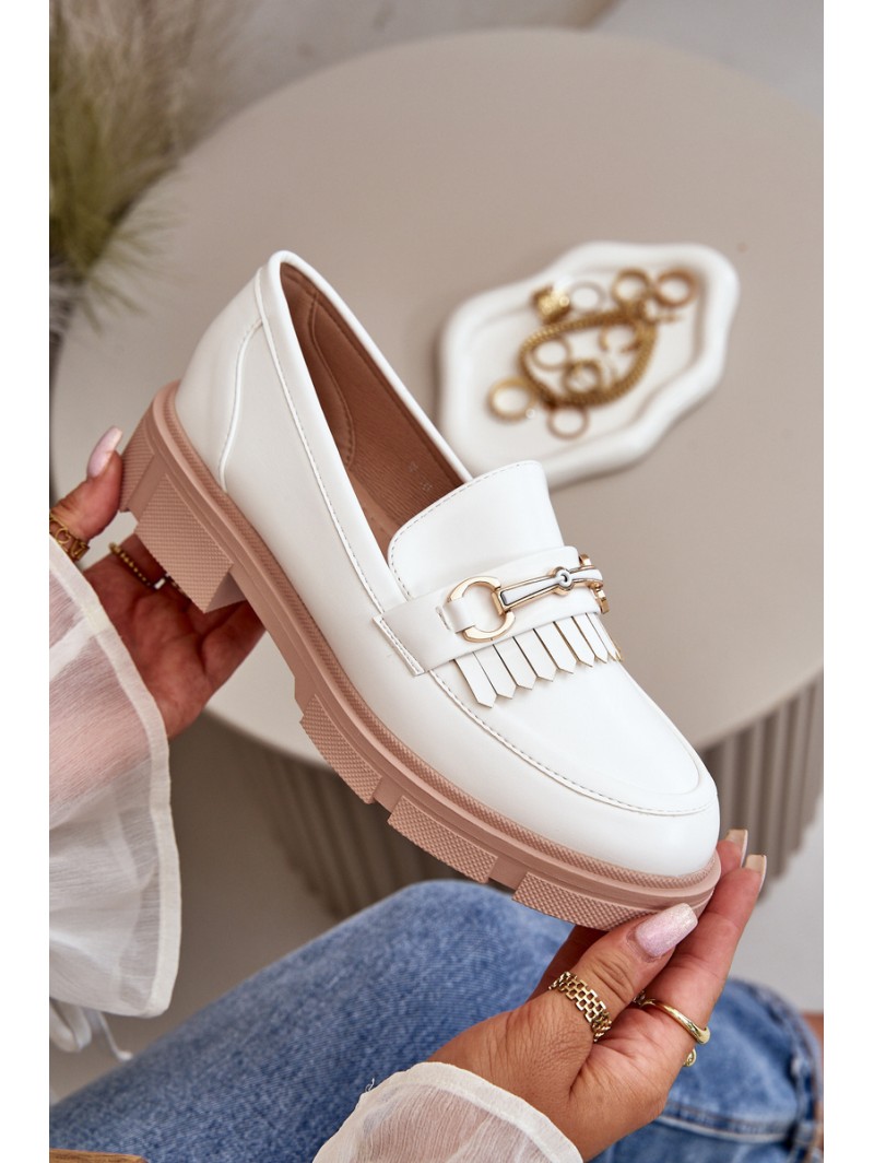 Women's Moccasins With Decoration Eco Leather White Tialorae
