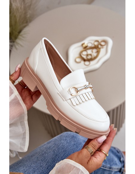 Women's Moccasins With Decoration Eco Leather White Tialorae