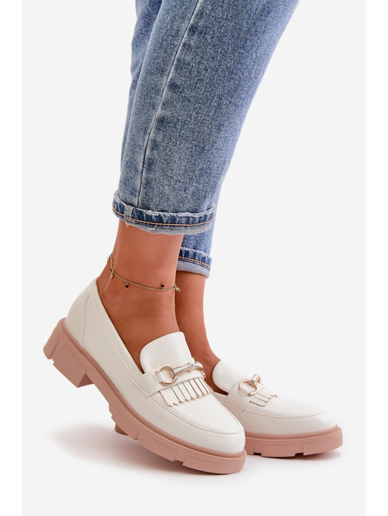 Women's Moccasins With Decoration Eco Leather White Tialorae
