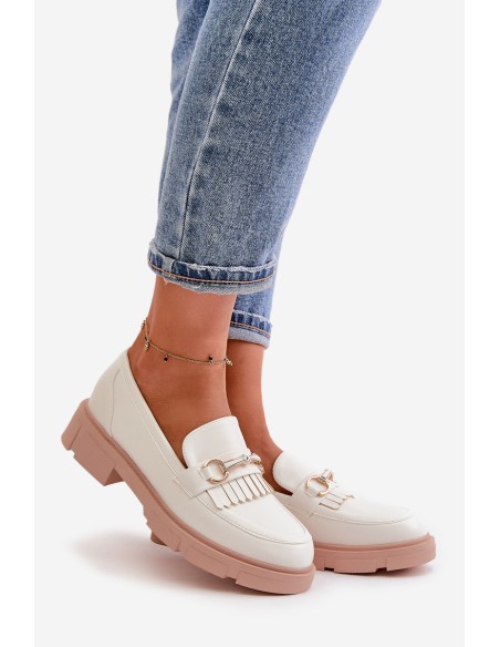 Women's Moccasins With Decoration Eco Leather White Tialorae