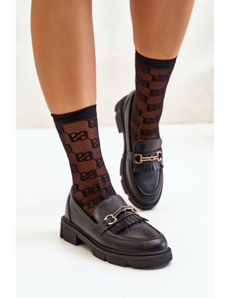 Women's Moccasins With Decoration Eco Leather Black Tialorae