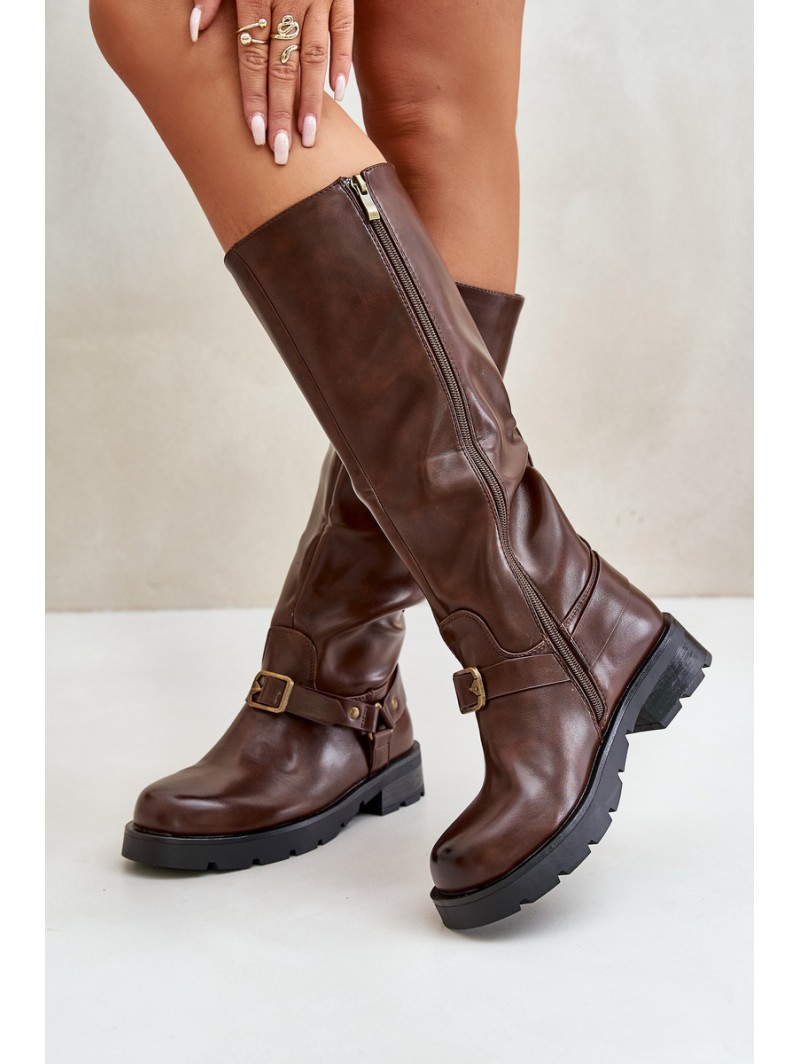 Warm Women s Boots with Zipper Eco Leather Brown Tialethe