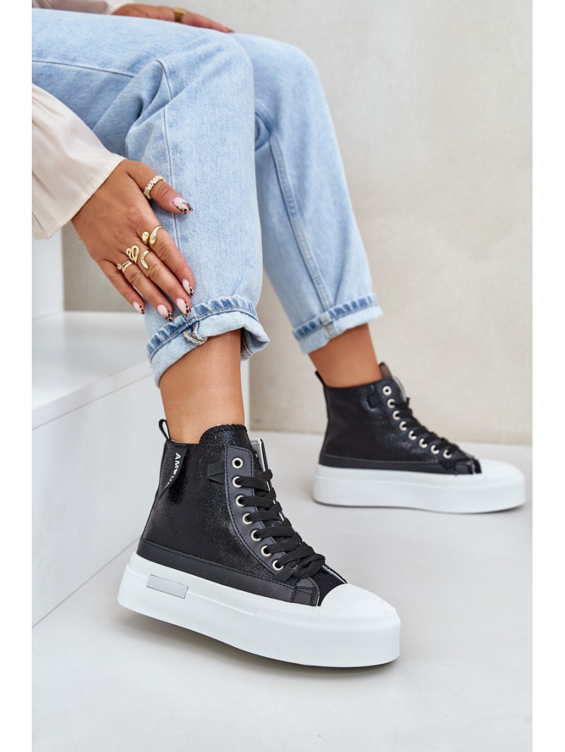 Women's High Top Sneakers On Platform Black Averira