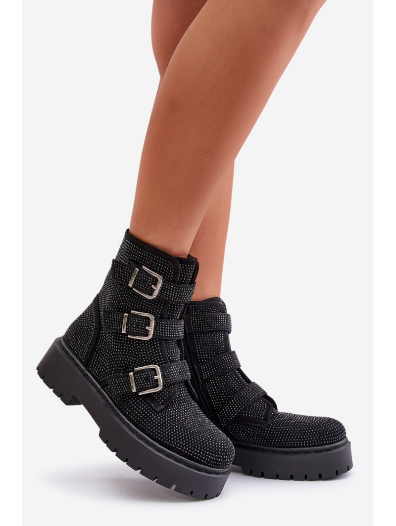 Insulated boots with decoration black Ciascia
