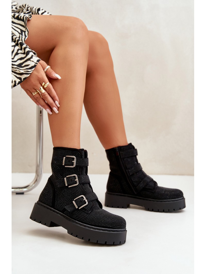 Insulated boots with decoration black Ciascia