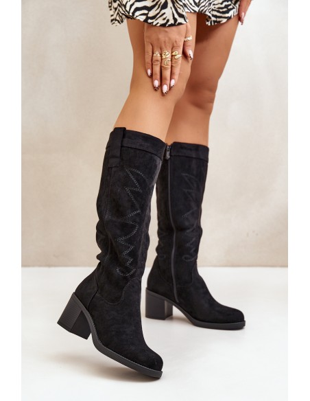 Women's Knee-High Heeled Boots Black Erisorae