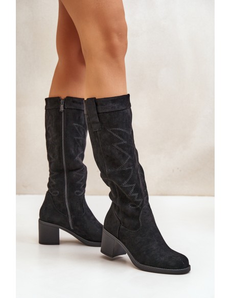 Women's Knee-High Heeled Boots Black Erisorae