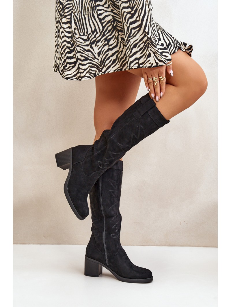 Women's Knee-High Heeled Boots Black Erisorae