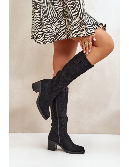 Women's Knee-High Heeled Boots Black Erisorae