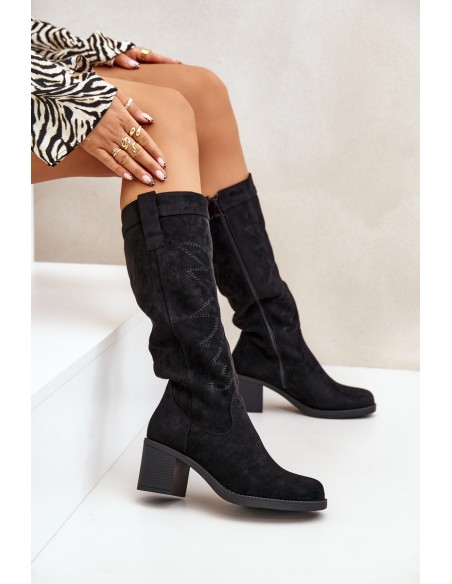Women's Knee-High Heeled Boots Black Erisorae