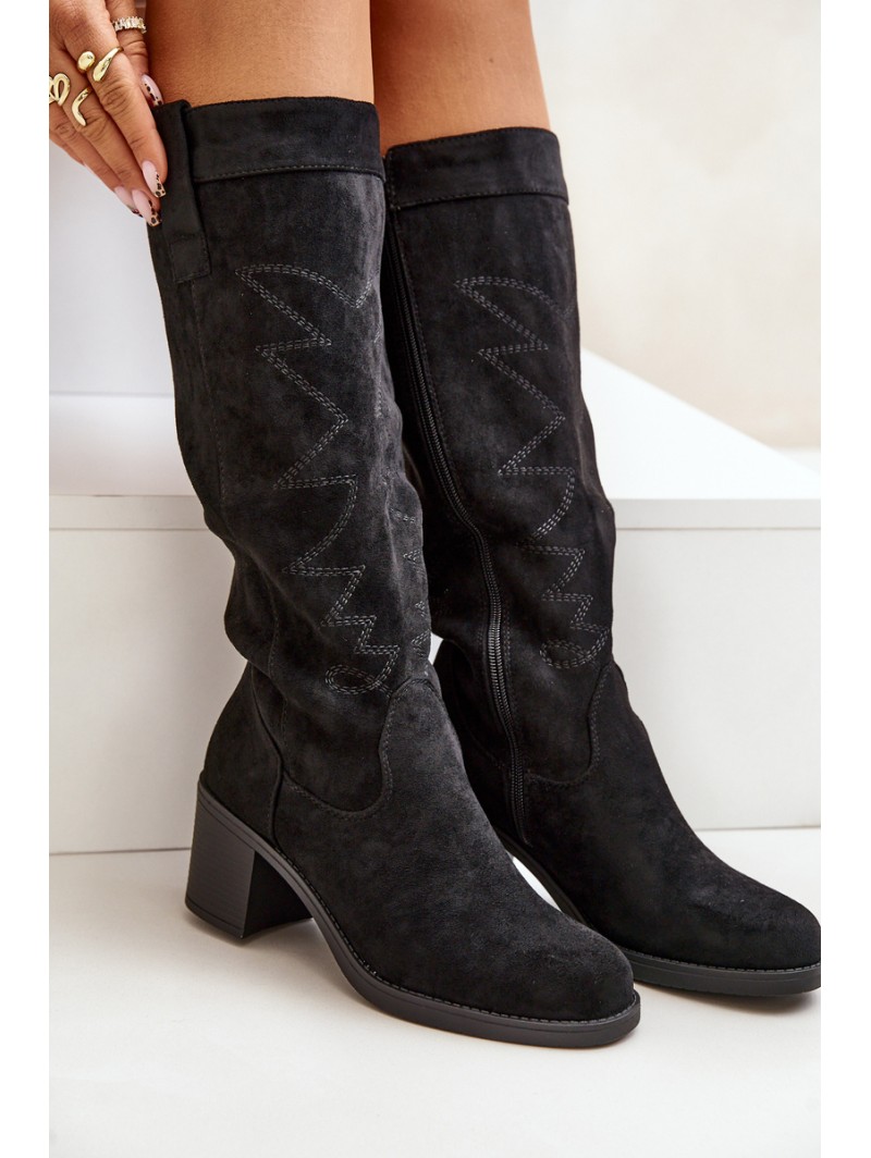 Women's Knee-High Heeled Boots Black Erisorae