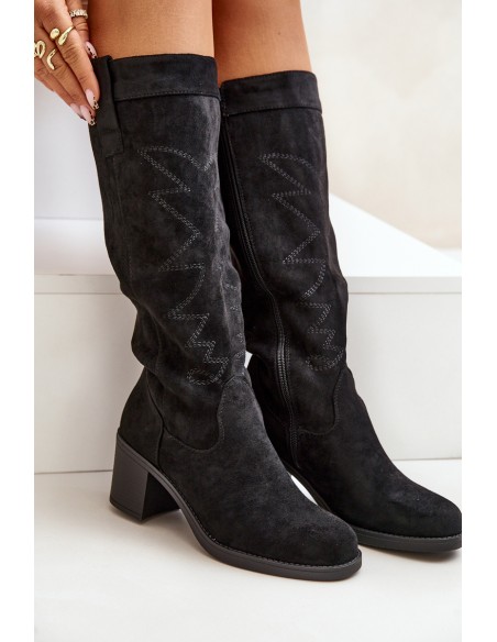 Women's Knee-High Heeled Boots Black Erisorae
