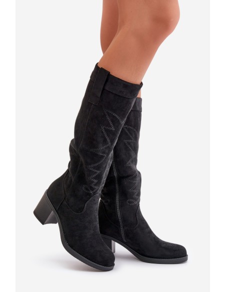 Women's Knee-High Heeled Boots Black Erisorae
