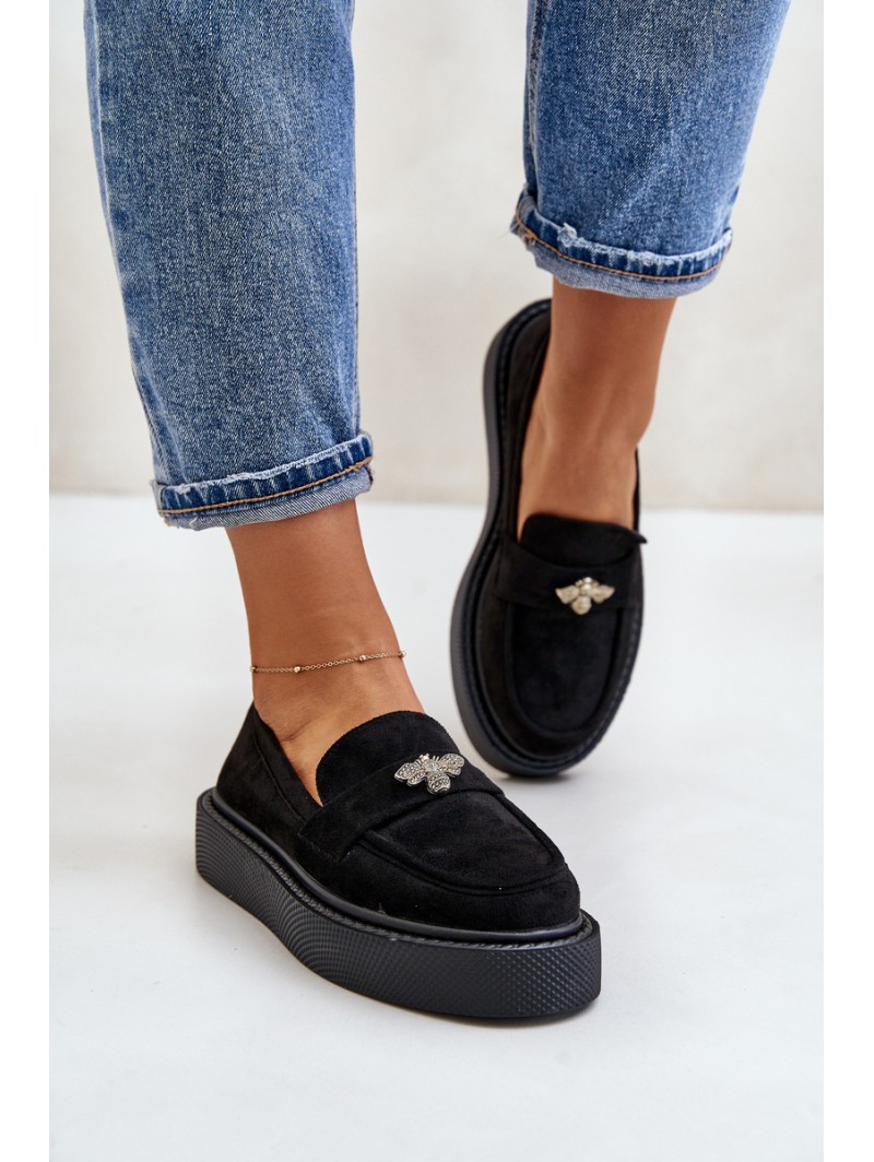 Women's Platform Moccasins Black Erithine