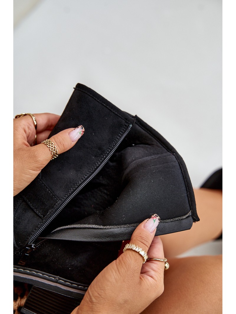 Women's Low Heel Boots With Buckles Black Zudra