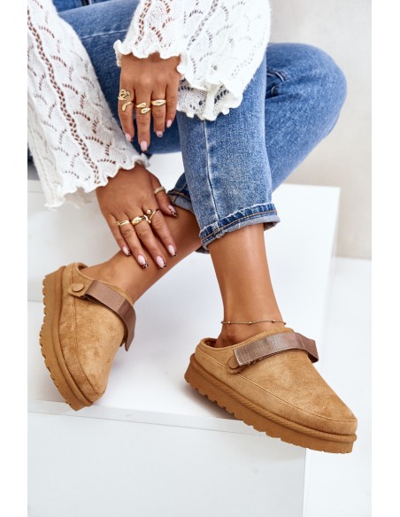 Women's Slippers Insulated With Fur On Platform Camel Azida