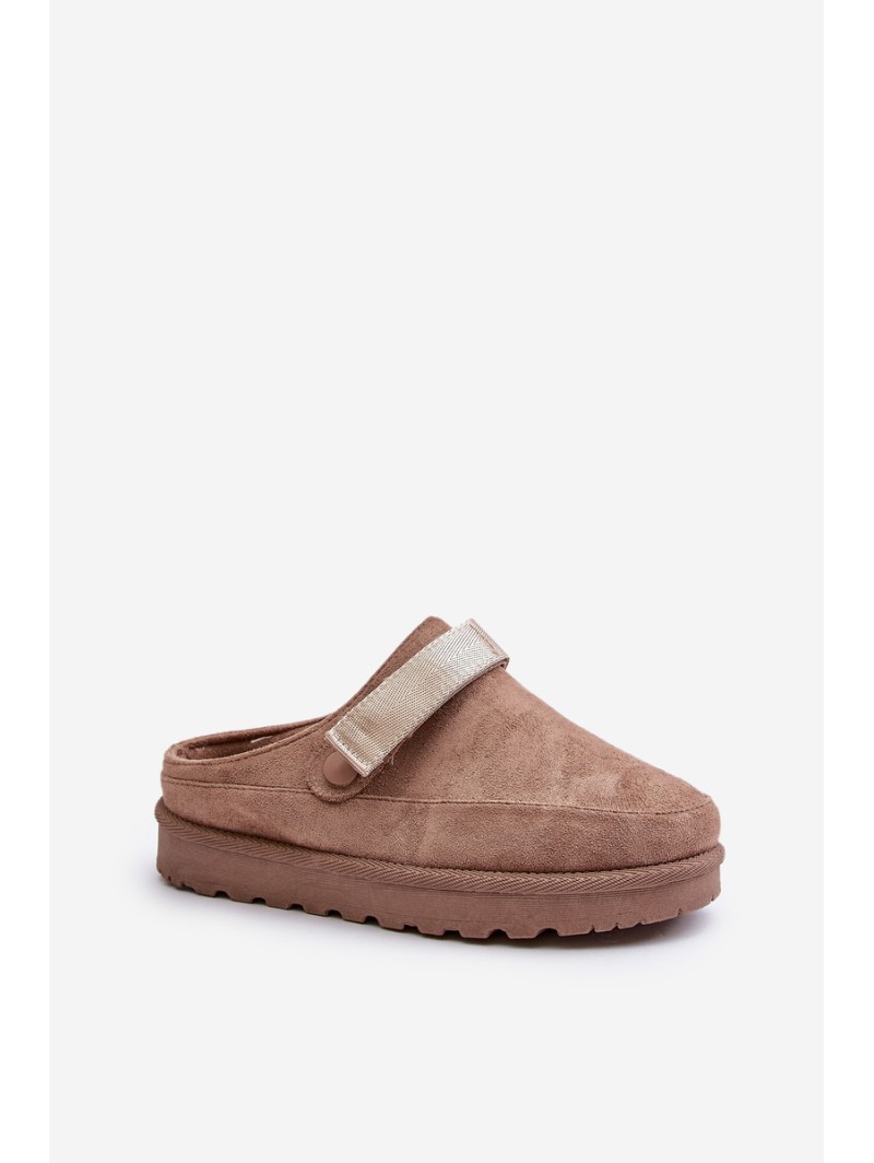Women's Slippers Insulated With Fur On The Platform Brown Azida