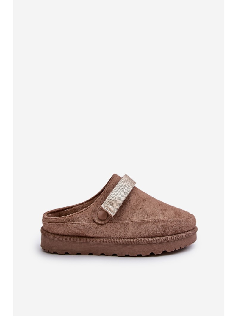 Women's Slippers Insulated With Fur On The Platform Brown Azida