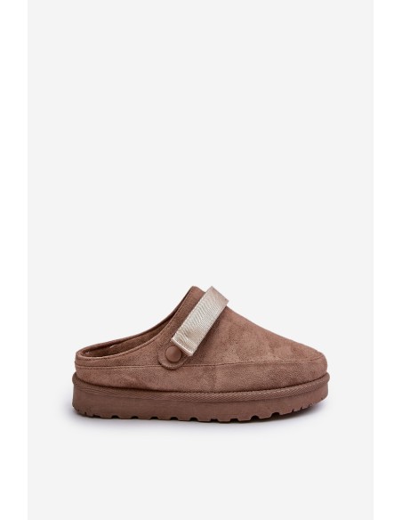 Women's Slippers Insulated With Fur On The Platform Brown Azida