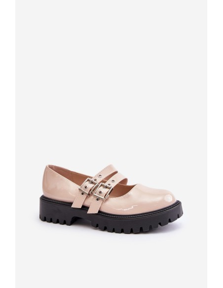 Women's Patent Shoes With Straps Beige Terione