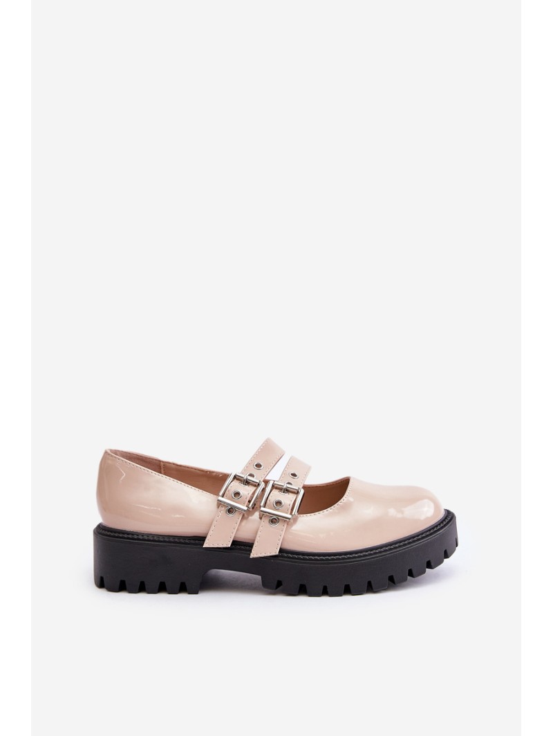 Women's Patent Shoes With Straps Beige Terione