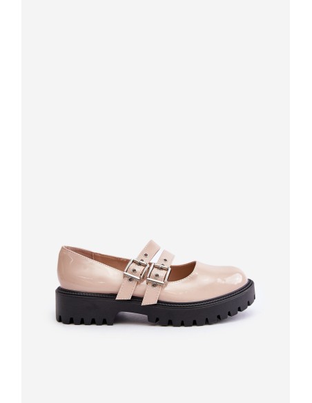 Women's Patent Shoes With Straps Beige Terione