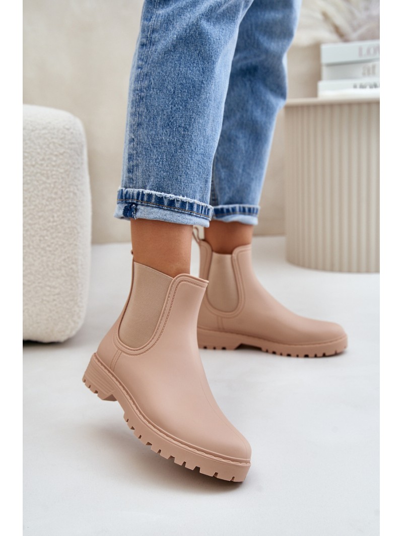 Women's Rubber Boots With Elastic Inserts Beige Ciariel