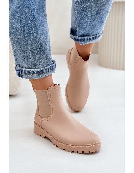 Women's Rubber Boots With Elastic Inserts Beige Ciariel