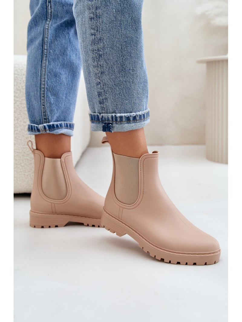 Women's Rubber Boots With Elastic Inserts Beige Ciariel