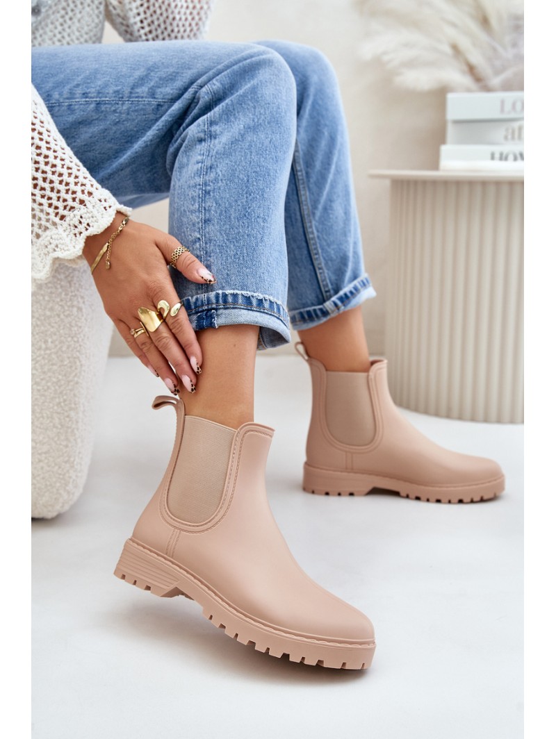 Women's Rubber Boots With Elastic Inserts Beige Ciariel