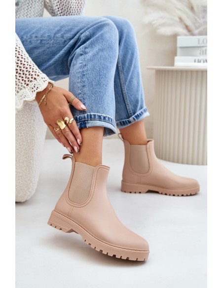 Women's Rubber Boots With Elastic Inserts Beige Ciariel