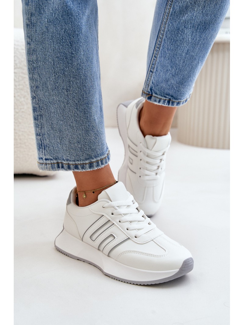 Sneakers Sports Shoes On Platform Women's White-Gray Thari