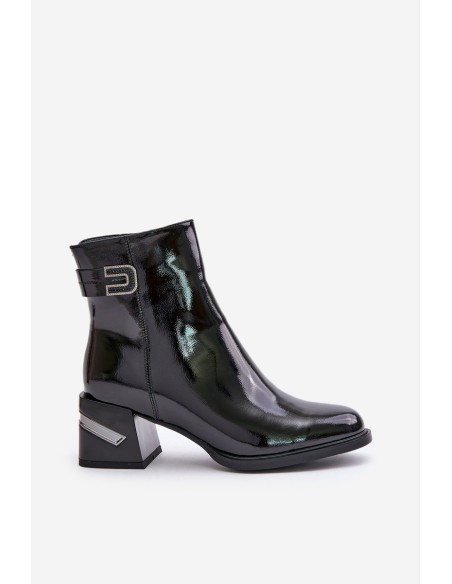 Lacquered Heeled Ankle Boots Insulated Black MR880-093