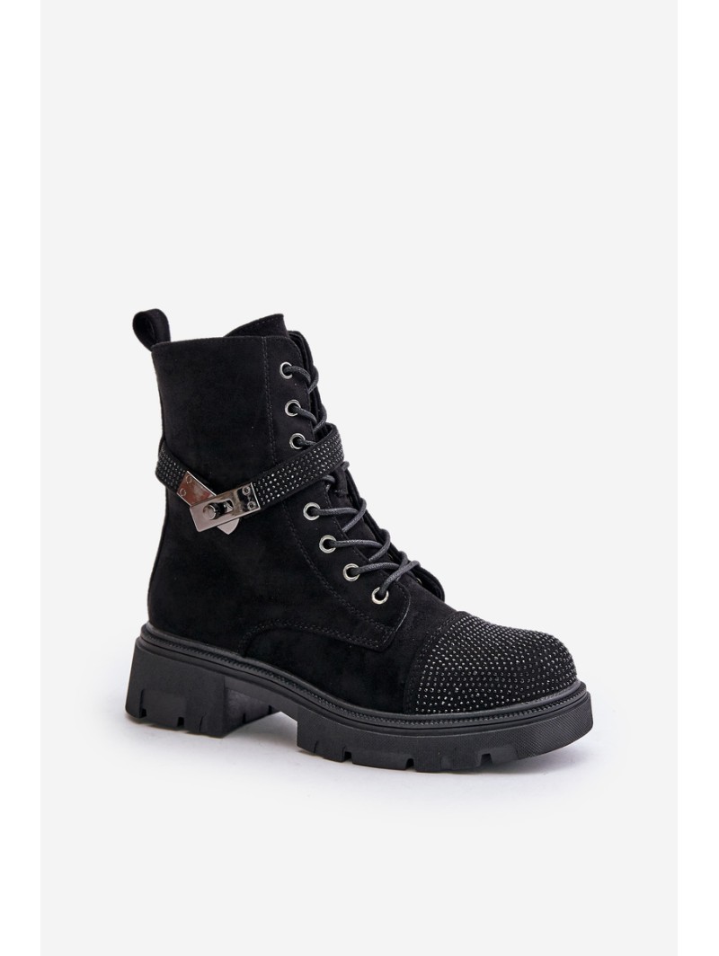 Insulated Ankle Boots Workers With Decoration Black S.Barski HY42-281
