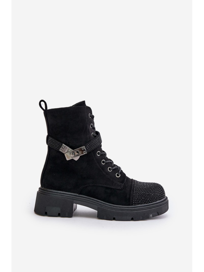 Insulated Ankle Boots Workers With Decoration Black S.Barski HY42-281