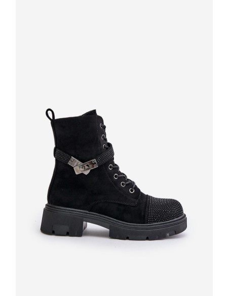 Insulated Ankle Boots Workers With Decoration Black S.Barski HY42-281