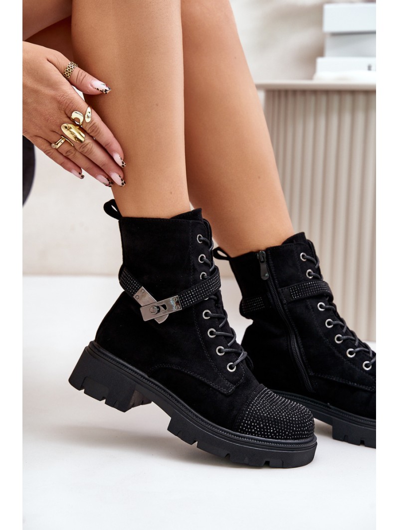 Insulated Ankle Boots Workers With Decoration Black S.Barski HY42-281